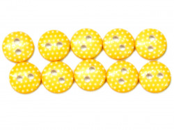 Guziki 10mm w kropki żółte