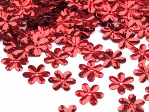 Cekiny kwiatki 15mm czerwone 20g