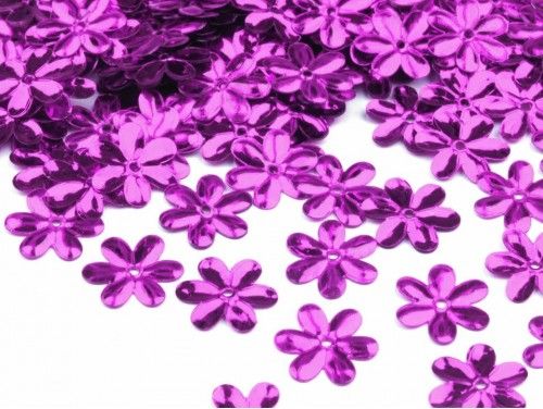 Cekiny kwiatki 15mm fioletowe 20g