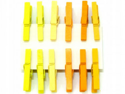 Drewniane klamerki mini, spinacze - 12szt żółte