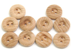guziki drewniane 15mm obłe naturalne drewno