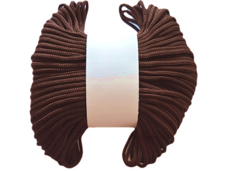 Sznurek poliestrowy dziany 4mm brązowy 50m